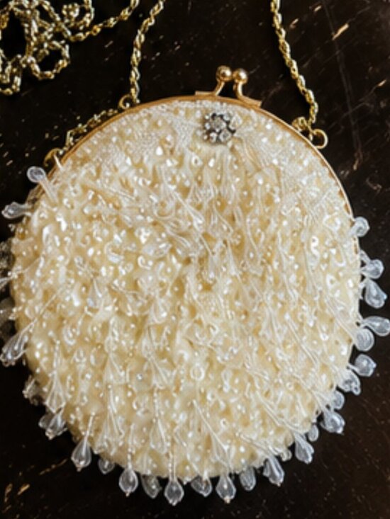 Kai Va Handicraft Handbags - Vintage Kai Va Hand-Beaded "Cha-Cha" Evening Bag